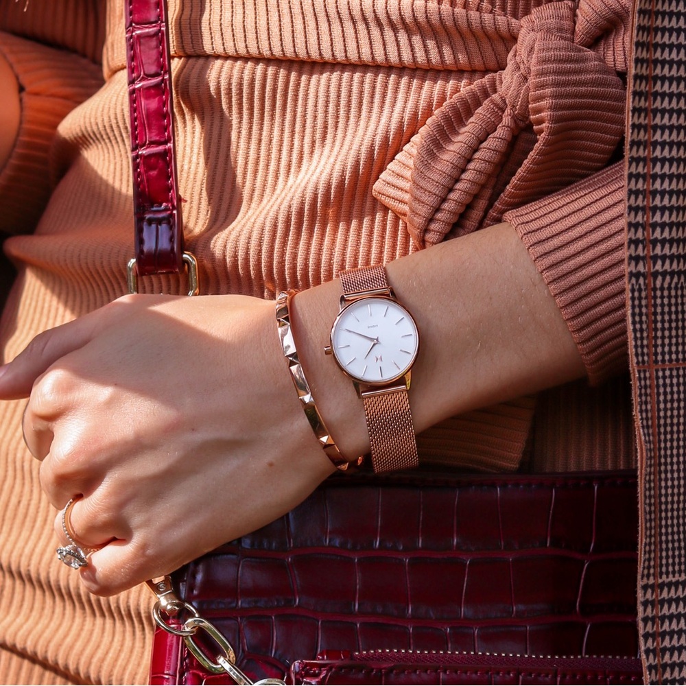 MVMT rose gold Avenue watch & bangle